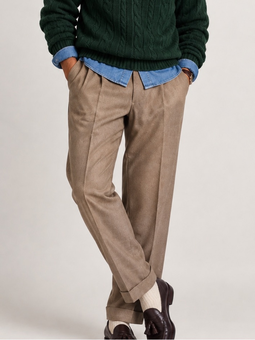Lauren Ralph Lauren Men’s 38x32 Taupe Pleated Dress Pants